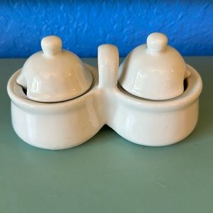White Ceramic Duo Preserve/Condiment Dish